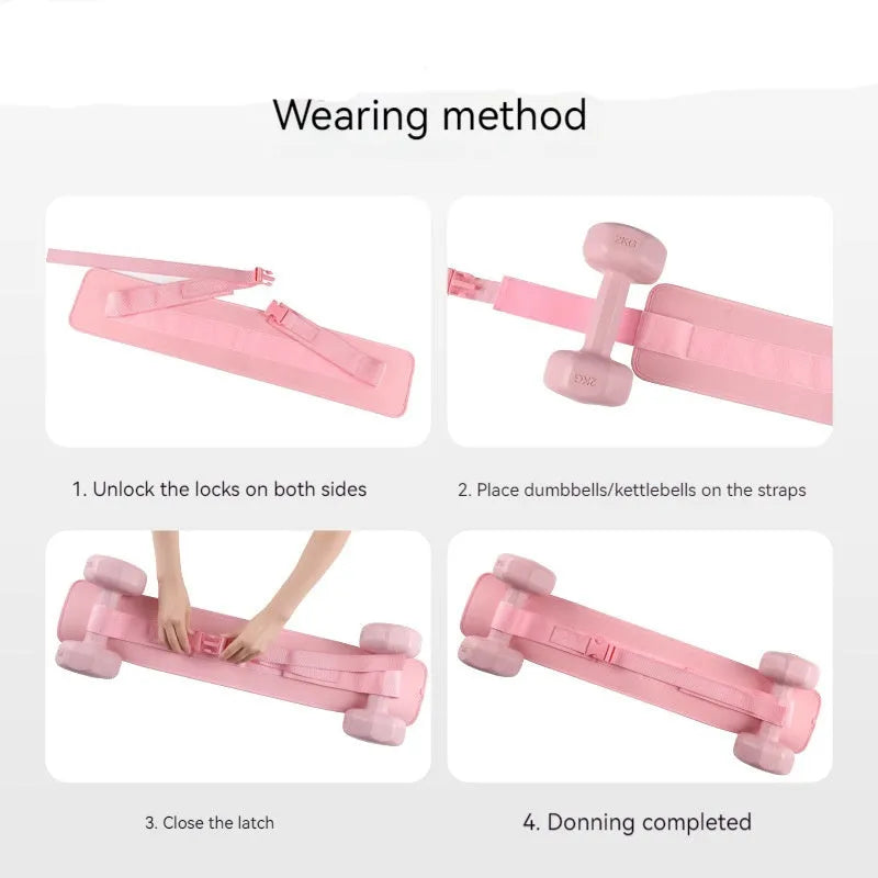 Black or pink weight-bearing hip bridge auxiliary strap fitness belt for lumbar support during dumbbell exercises