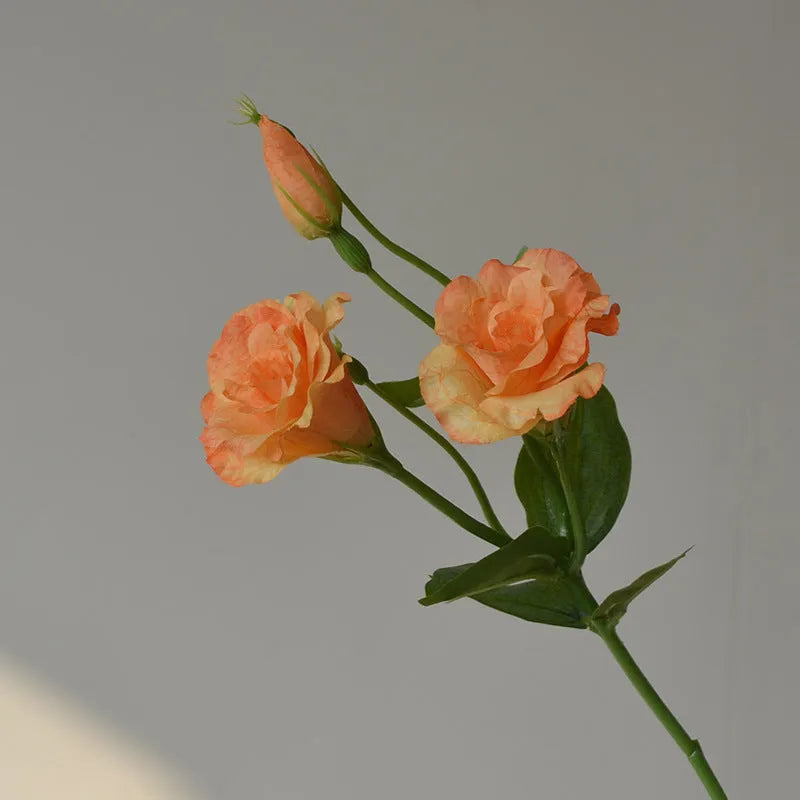 Silk artificial eustoma flower set with three blooms in five colour options for wedding and home decoration