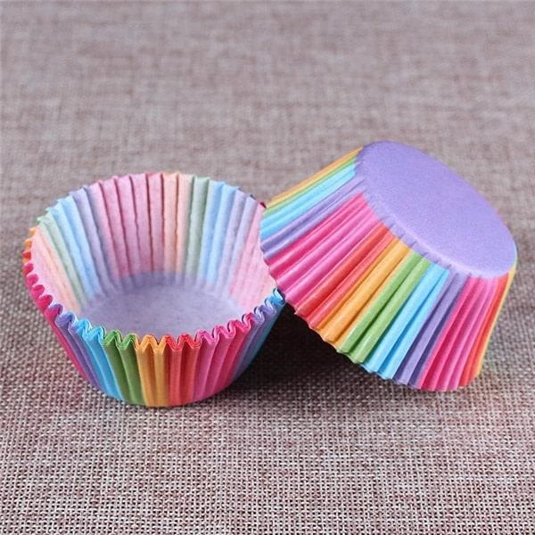 Colourful paper cupcake baking cups in a variety of vibrant shades, perfect for home baking and decorating