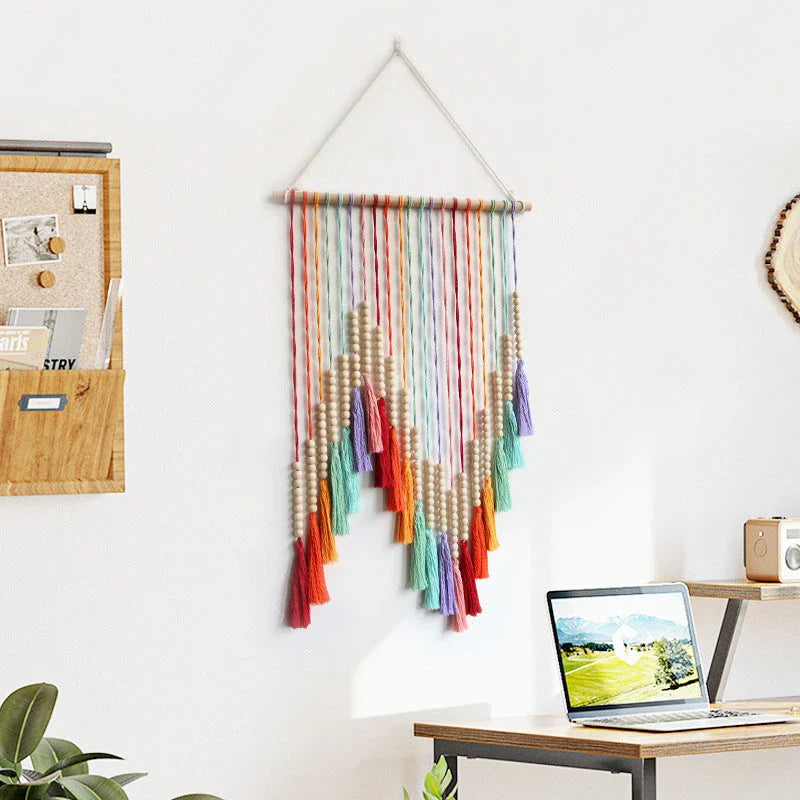 Handmade colourful tassel macrame wall hanging for home decoration