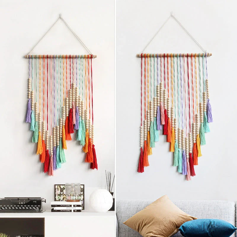 Handmade colourful tassel macrame wall hanging for home decoration