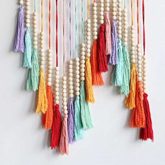 Handmade colourful tassel macrame wall hanging for home decoration