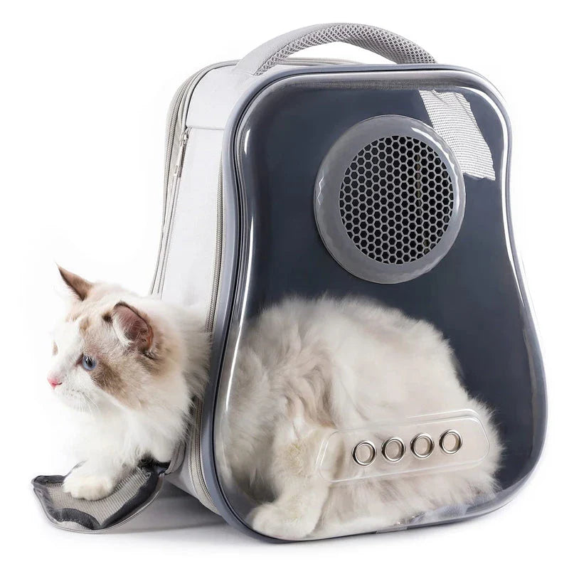 Breathable dog backpack with transparent window and breathable design for small pets