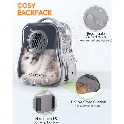 Breathable dog backpack with transparent window and breathable design for small pets
