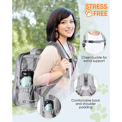 Breathable dog backpack with transparent window and breathable design for small pets