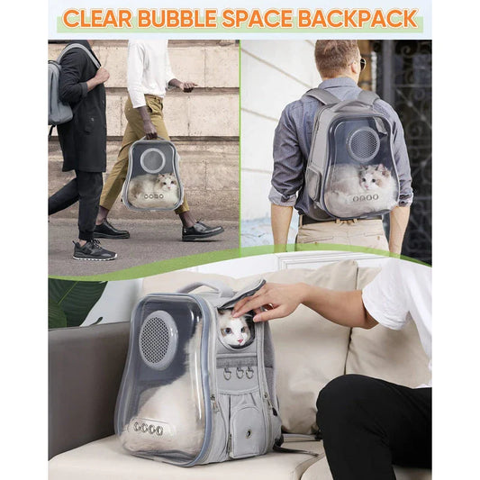 Breathable dog backpack with transparent window and breathable design for small pets