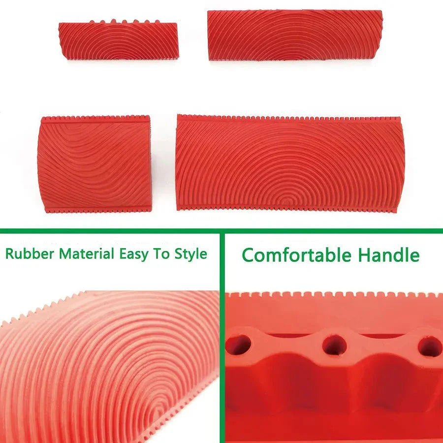 DIY Wood Graining Rubber Roller Set - Achieve a professional-looking wood grain effect on walls, doors, and furniture