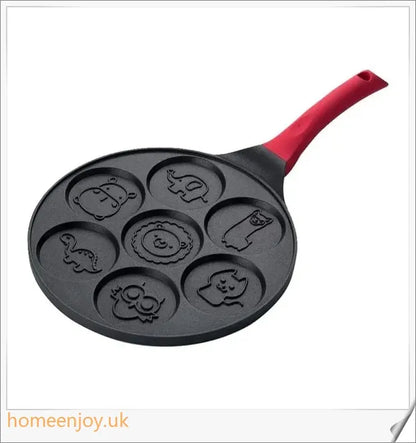 Aluminium Alloy Non-Stick Seven-Hole Breakfast Frying Pan with Silicone Handle and Concave Design for Even Heating