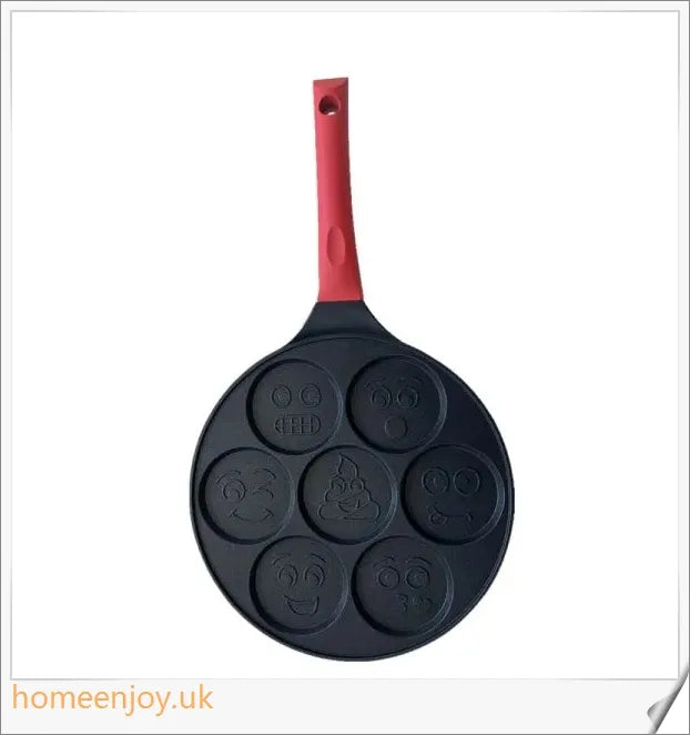 Aluminium Alloy Non-Stick Seven-Hole Breakfast Frying Pan with Silicone Handle and Concave Design for Even Heating