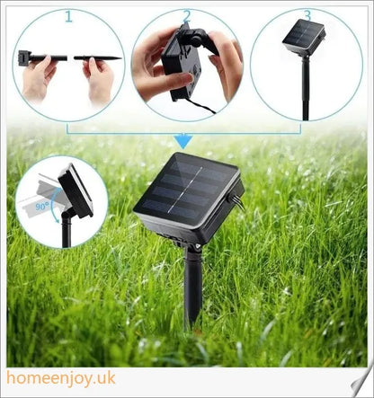 40ft solar-powered garden pathway light strips in use, illuminating a winding garden path with a warm, enchanting glow