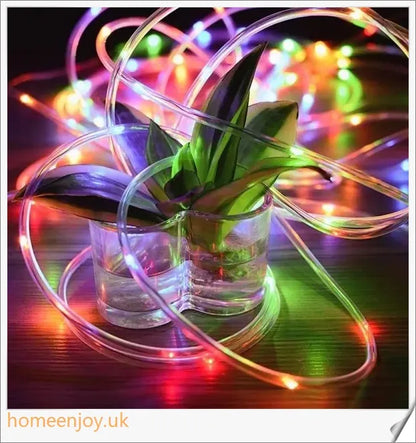 40ft solar-powered garden pathway light strips in use, illuminating a winding garden path with a warm, enchanting glow