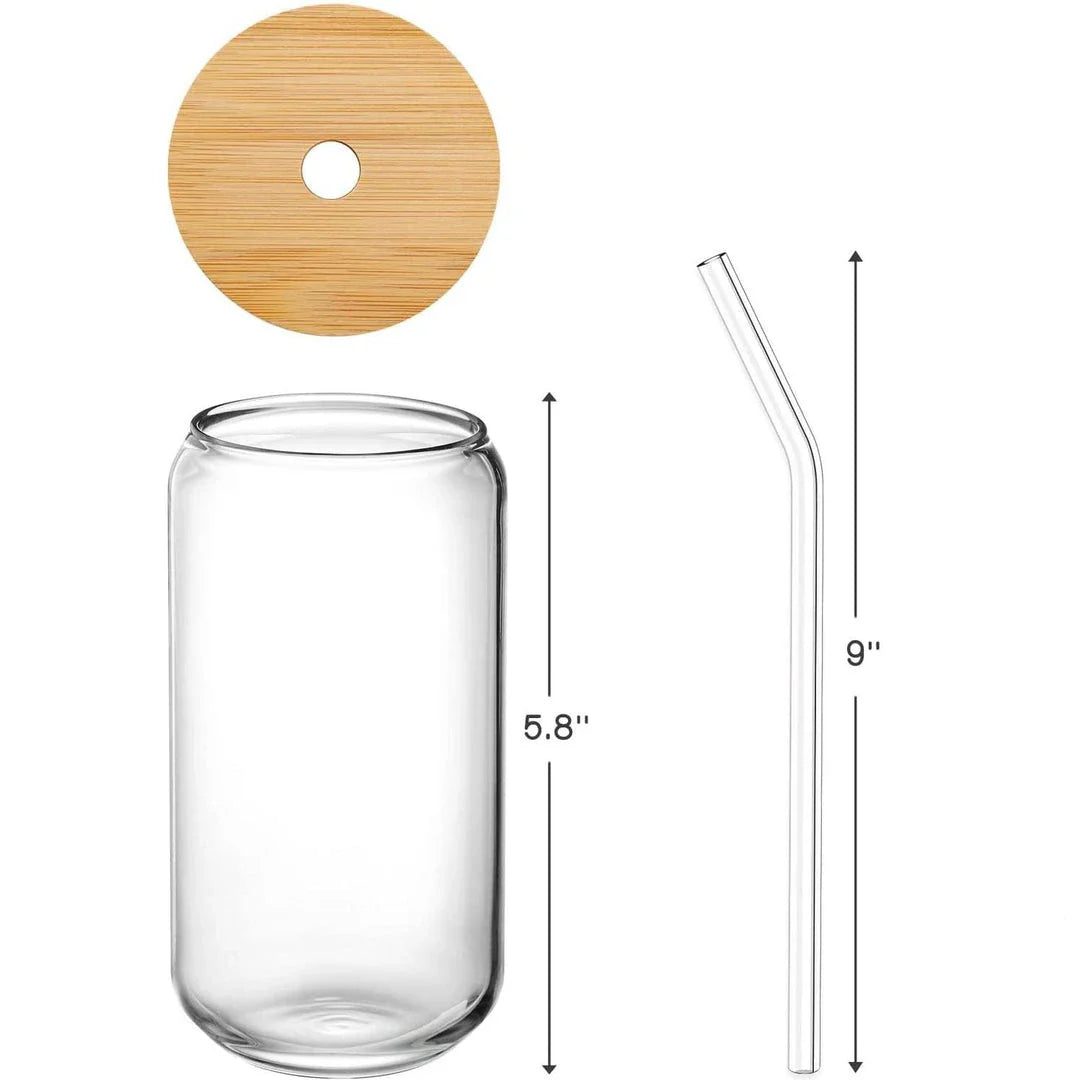 Stylish 18.6 oz glass cup with lid and straw in transparent design, perfect for iced coffee, bubble tea, and other cold beverages