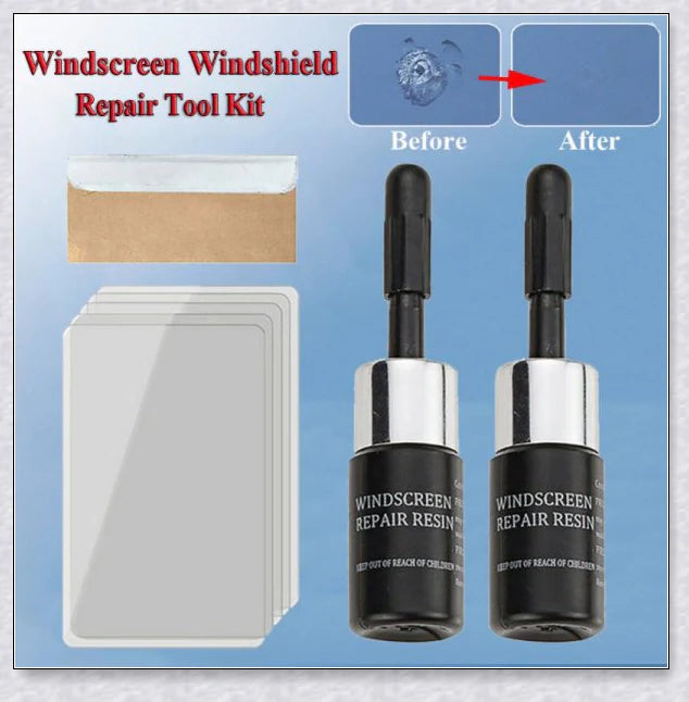 Windshield Repair Kit with Crack Glass Repair Fluid for easy DIY windshield repair