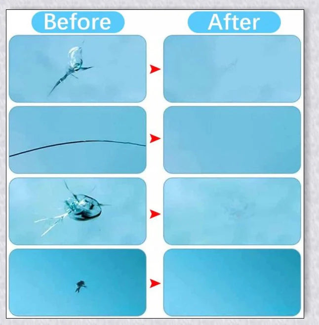 Windshield Repair Kit with Crack Glass Repair Fluid for easy DIY windshield repair