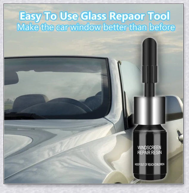 Windshield Repair Kit with Crack Glass Repair Fluid for easy DIY windshield repair