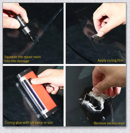 Windshield Repair Kit with Crack Glass Repair Fluid for easy DIY windshield repair