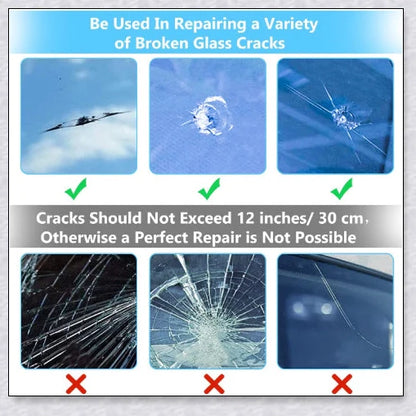 Windshield Repair Kit with Crack Glass Repair Fluid for easy DIY windshield repair