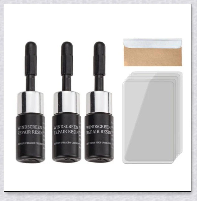 Windshield Repair Kit with Crack Glass Repair Fluid for easy DIY windshield repair