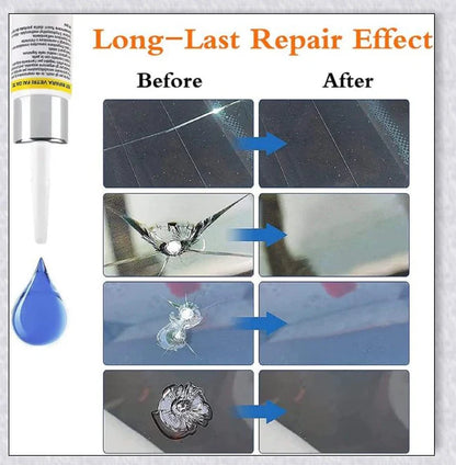 Windshield Repair Kit with Crack Glass Repair Fluid for easy DIY windshield repair
