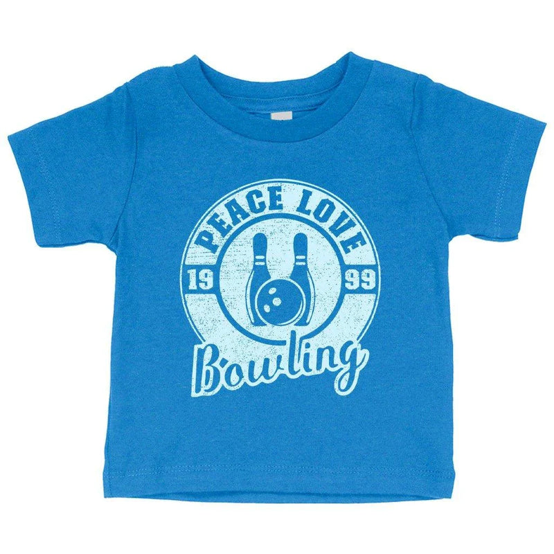 Homeenjoy_UK Baby Peace Love Bowling T-Shirt - Bowling T-Shirt Design - Bowling Themed T-Shirts