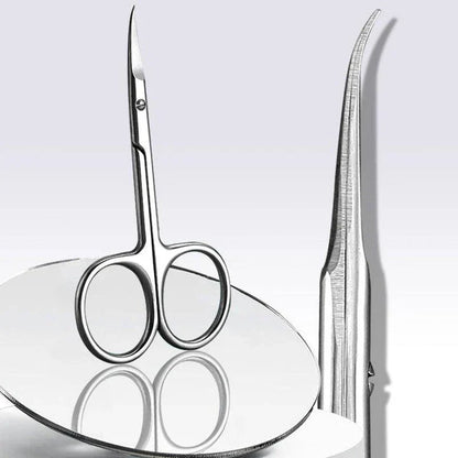 Precision cuticle scissors with extra-fine curved blades for clean, accurate grooming cuts