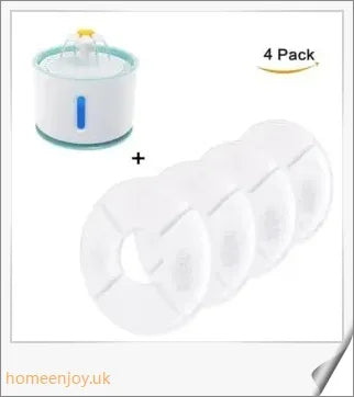 Automatic pet water fountain with LED light for cats, providing continuous fresh water and stylish design