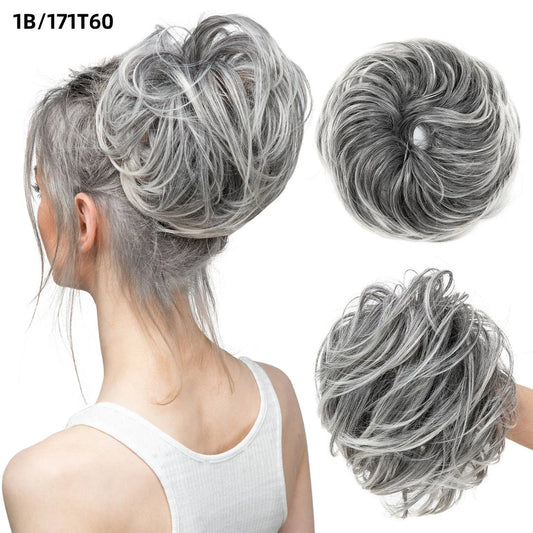 Bud Bun Artificial Hair Bun - Natural fluffy long beard curly hair bun for lazy updo chignon hairstyles