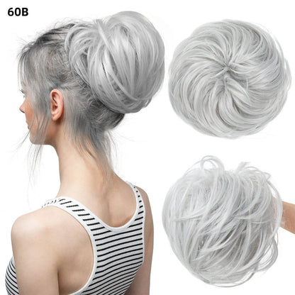 Bud Bun Artificial Hair Bun - Natural fluffy long beard curly hair bun for lazy updo chignon hairstyles