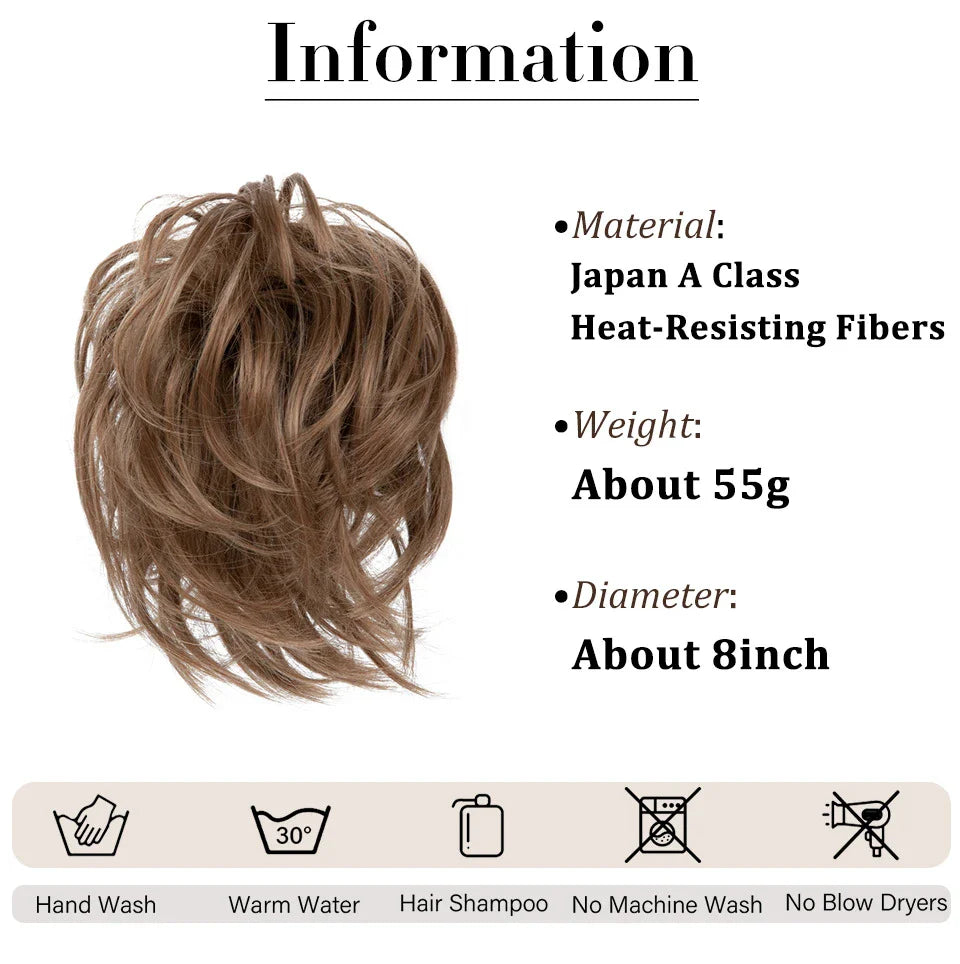 Bud Bun Artificial Hair Bun - Natural fluffy long beard curly hair bun for lazy updo chignon hairstyles