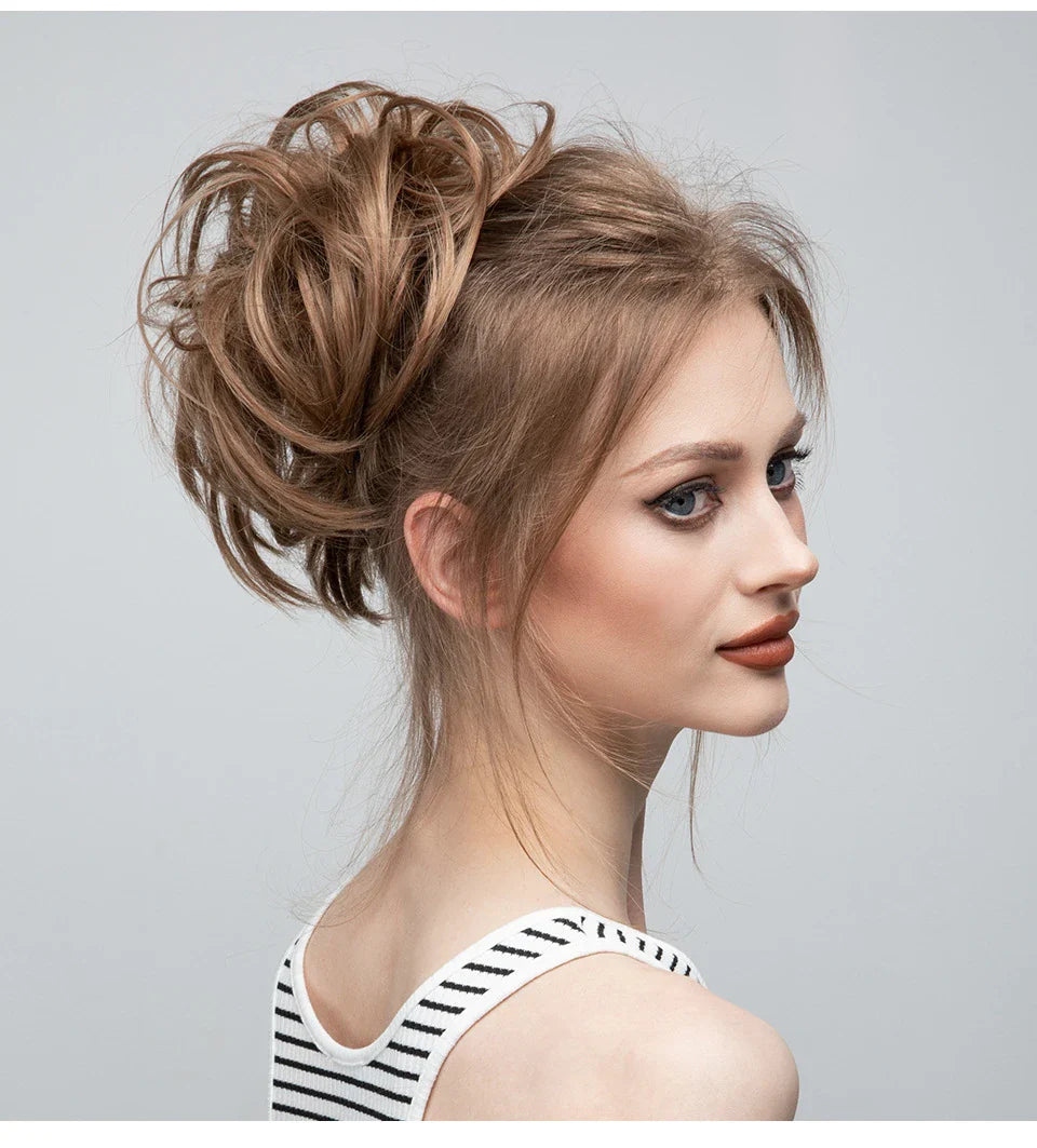 Bud Bun Artificial Hair Bun - Natural fluffy long beard curly hair bun for lazy updo chignon hairstyles