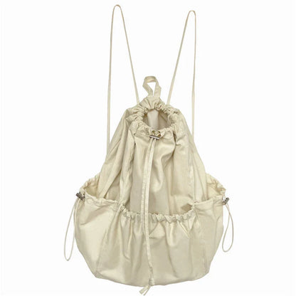 Creative drawstring bucket bag in white, black, brown, and zebra print patterns - a stylish and versatile women's tote bag made of high-quality polyester material