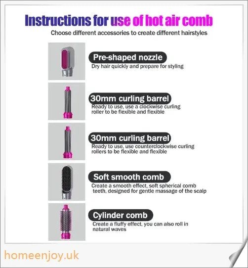 Dyson Airwrap Hair Styler Accessories in nickel and fuchsia colour, featuring various styling attachments and advanced technology for creating salon-quality hairstyles at home.