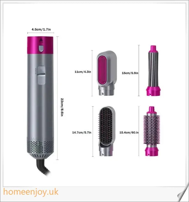 Dyson Airwrap Hair Styler Accessories in nickel and fuchsia colour, featuring various styling attachments and advanced technology for creating salon-quality hairstyles at home.