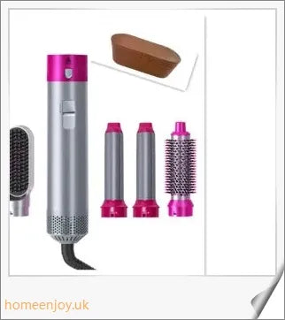 Dyson Airwrap Hair Styler Accessories in nickel and fuchsia colour, featuring various styling attachments and advanced technology for creating salon-quality hairstyles at home.