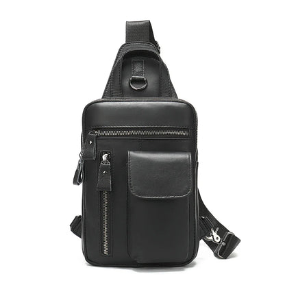 A premium leather crossbody bag for men, featuring a vintage British design and adjustable shoulder strap