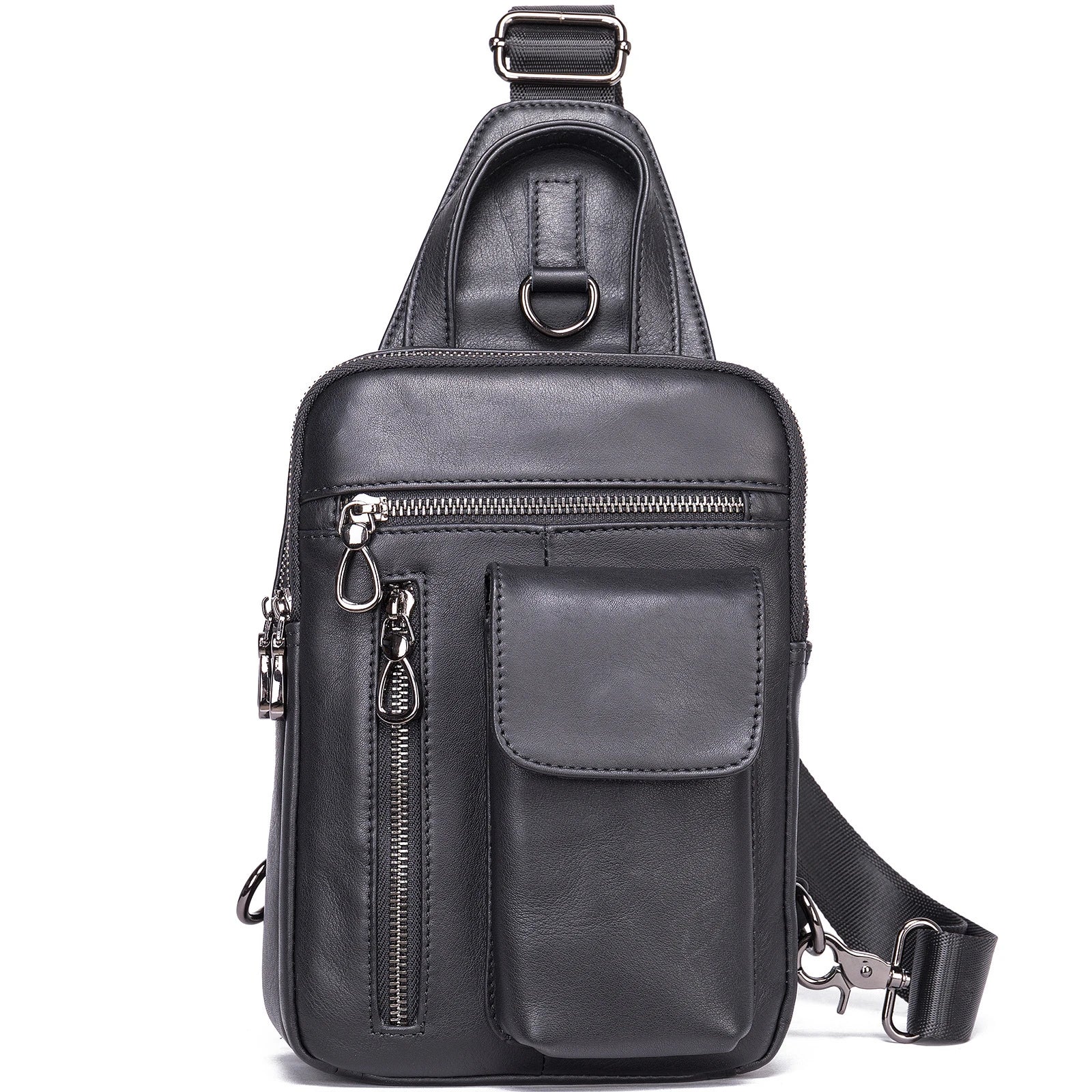 A premium leather crossbody bag for men, featuring a vintage British design and adjustable shoulder strap