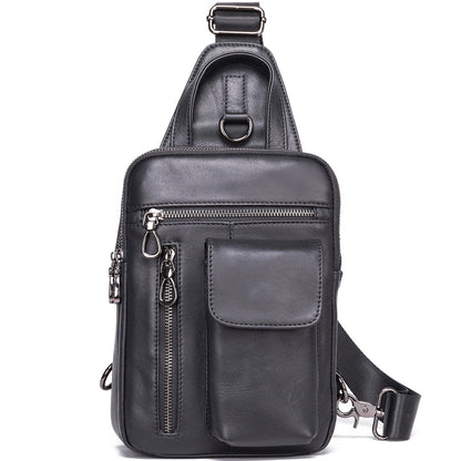 A premium leather crossbody bag for men, featuring a vintage British design and adjustable shoulder strap