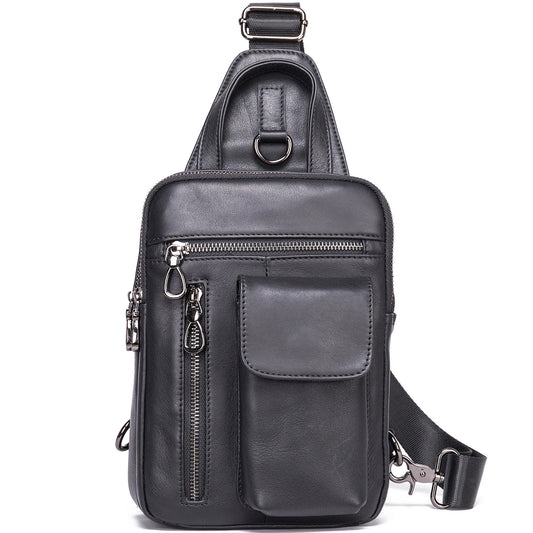 A premium leather crossbody bag for men, featuring a vintage British design and adjustable shoulder strap