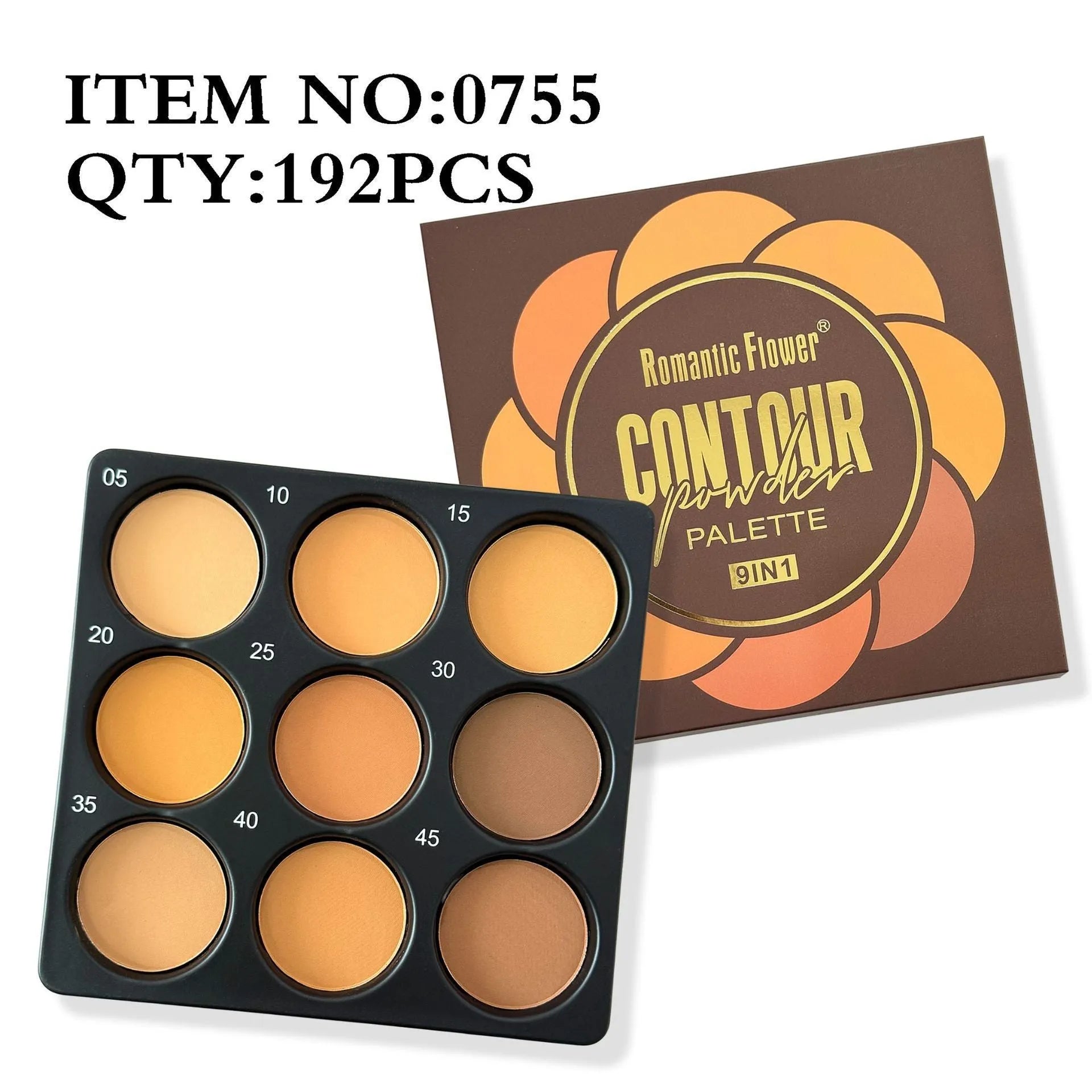 Dark matte makeup palette showing nine waterproof colours with repair disk