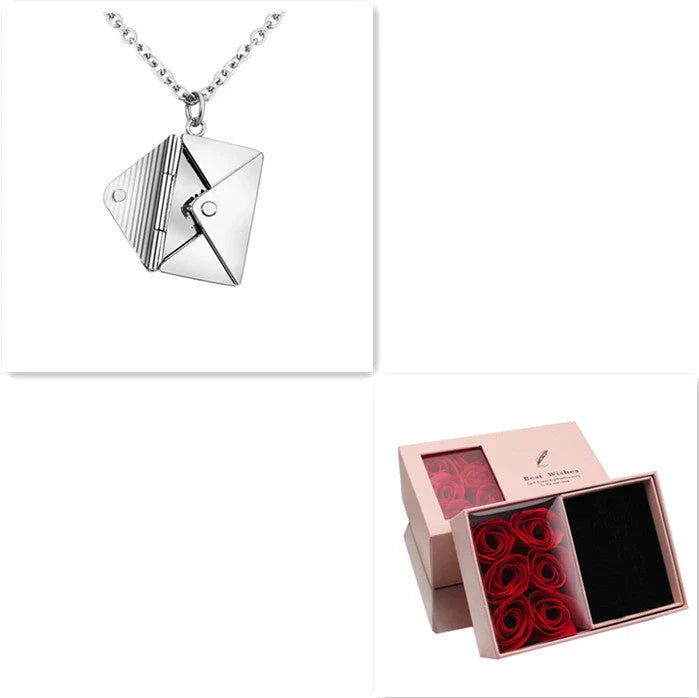 Stylish envelope pendant necklace made of premium titanium steel, with adjustable length and versatile design for any occasion