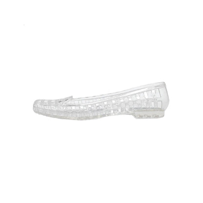 Square toe PVC gel sliders in transparent colour with slip-on design for outdoor leisure wear