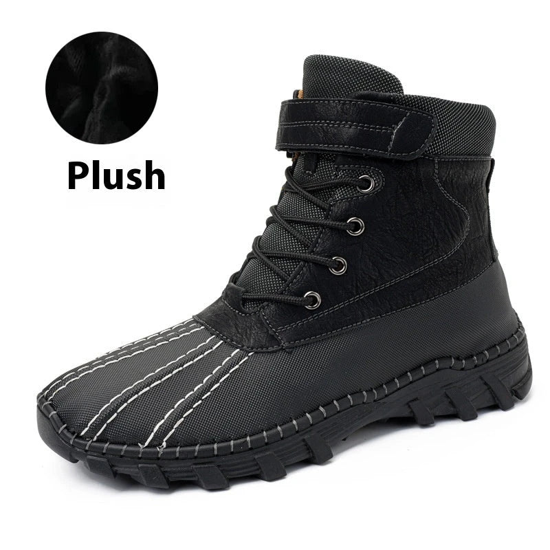 Rugged winter snow boots with warm fleece lining and durable rubber outsole for traction on snow and ice