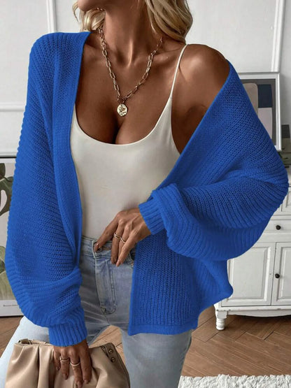 Polyester batwing sleeve cardigan in solid colour with loose fit styling
