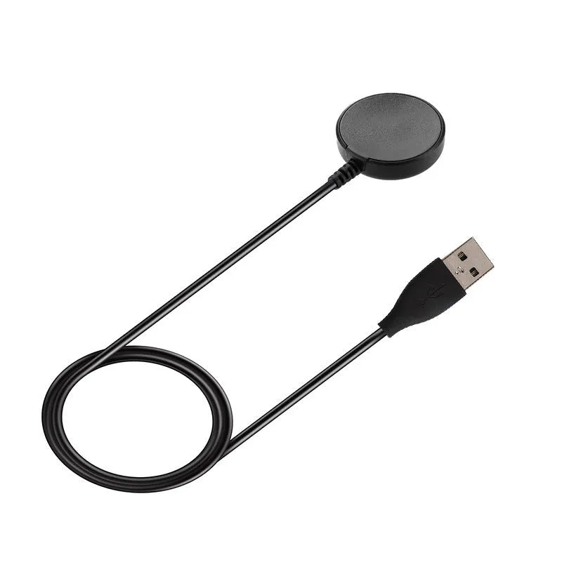 Black plastic USB watch charger with magnetic surface for smartwatches measuring 34mm wide