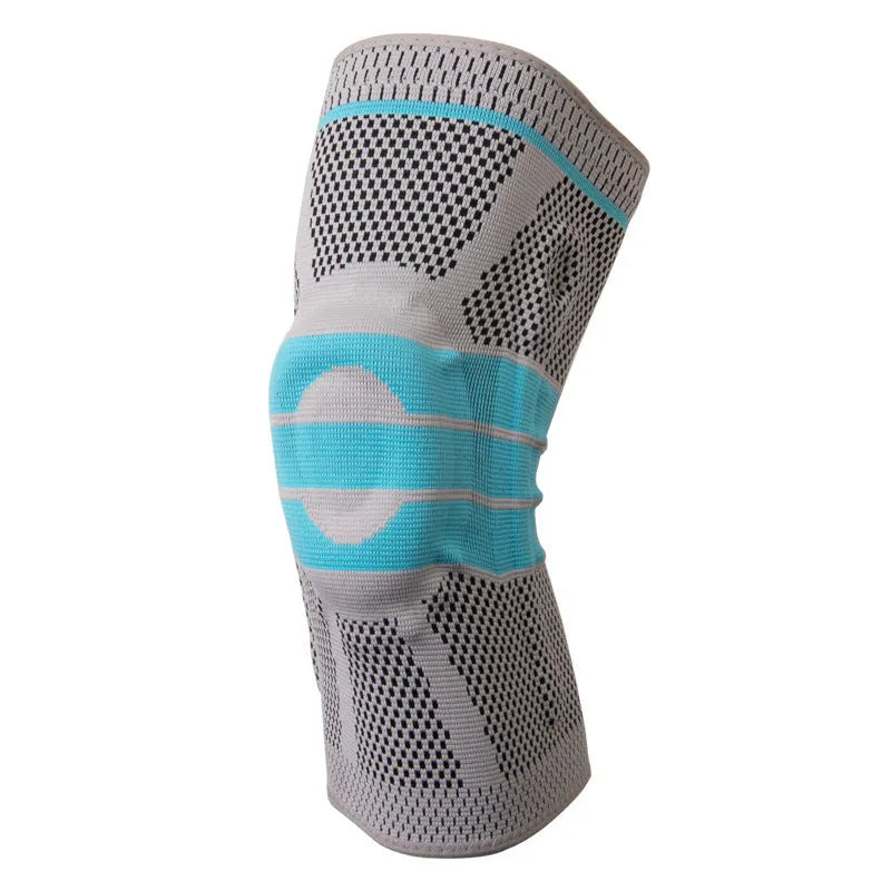 Sky blue elastic fibre knee pads for running and basketball sports support