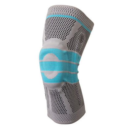 Sky blue elastic fibre knee pads for running and basketball sports support