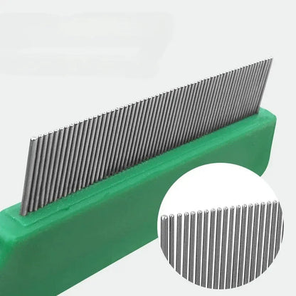Green plastic handle stainless steel pin pet flea comb for dogs and cats