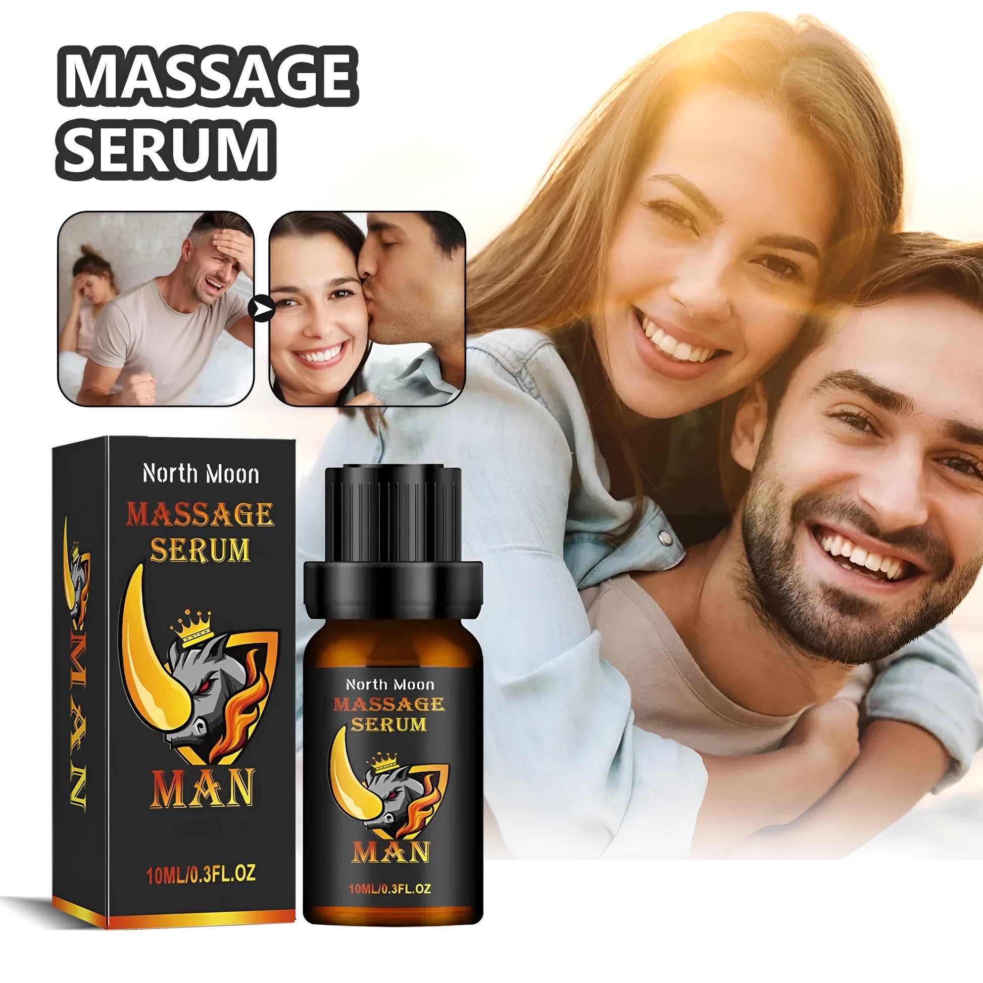 10ml men's endurance vitality essential oil bottle with massage care formulation