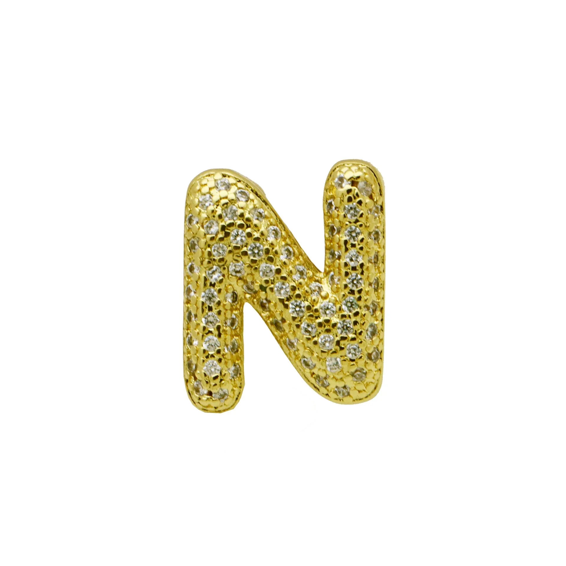 Retro copper bracelet with a letter 'A' charm featuring micro inlaid zircon, shown in a gold finish.