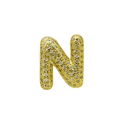 Retro copper bracelet with a letter 'A' charm featuring micro inlaid zircon, shown in a gold finish.